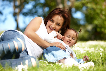 Happy mother with daughter
