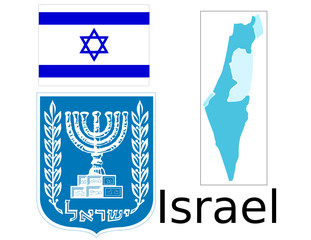 Israel flag national emblem map