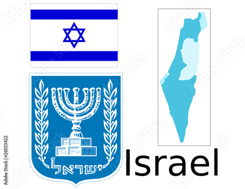 "Israel flag national emblem map" Stock image and royalty-free vector