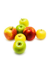 Mixed apples isolated on the white background