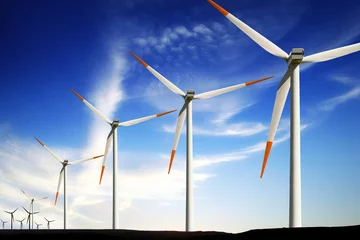 Photo sur Plexiglas Moulins Wind turbines farm, alternative energy