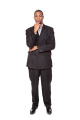 Confident African American businessman looking at camera