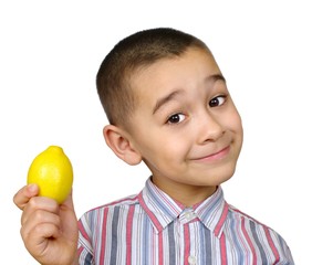 kid with lemon