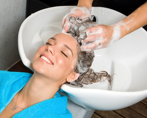 washing hair