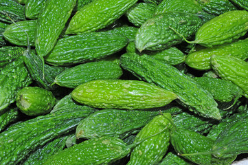 green bitter gourd in the market