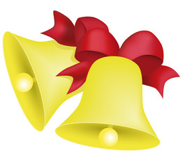 yellow christmas bell on a white