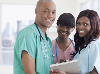 African doctor and nurses in hospital