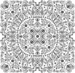 black abstract square background with curls