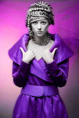 Fototapeta na wymiar glamour woman in violet dress