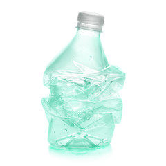 Crushed plastic bottle to recycle