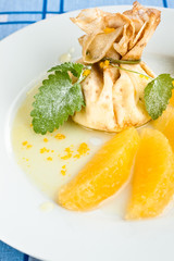 Pancakes stuffed with cottage cheese