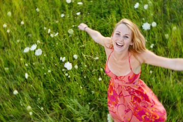 young happy woman in summer outdoor
