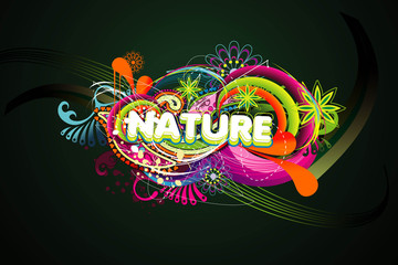 nature text vector illustration