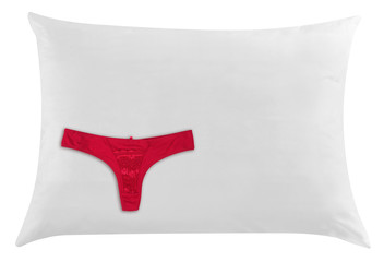 Panties on pillow. Isolated