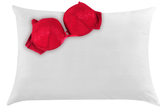 Bra on pillow. Isolated