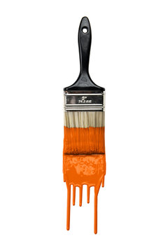 Paintbrush With Orange Paint