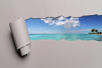 Torn Paper With Caribbean background