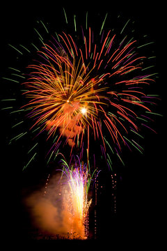 Cluster of colorful fireworks