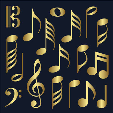 Gold Music Symbols Vector