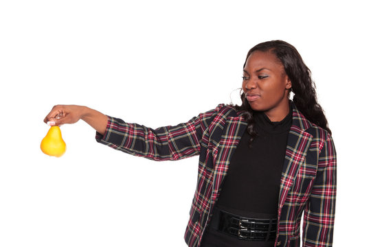 Pear disgust - African American businesswoman