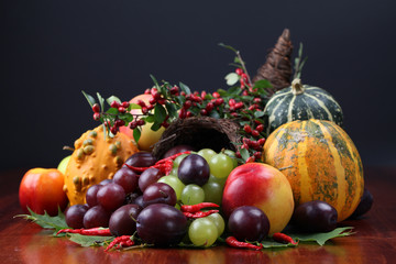 Autumn cornucopia - symbol of food and abundance