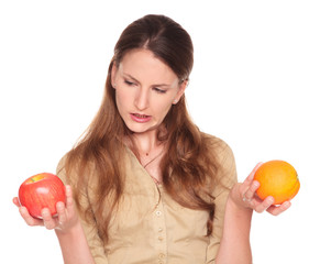 businesswoman - apple and orange choice
