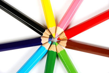 Naklejka premium Coloured Pencils in a Circle