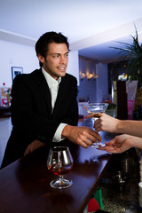 Man ordering martini