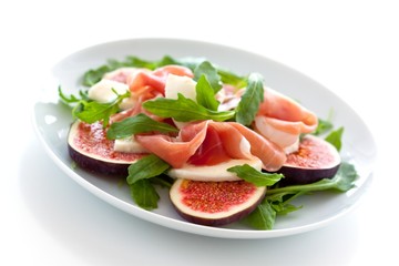 italian dry cured ham with figs and rocket