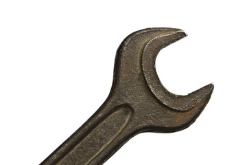 An old wrench isolated on white