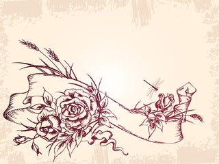 Obraz premium vintage banner with roses