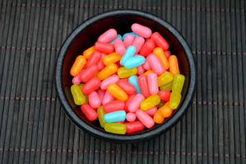 Bowl of Candy Over Black