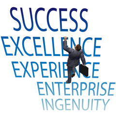Business man climb up 3D success words