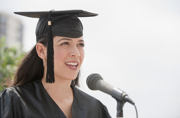 Hispanic valedictorian giving speech