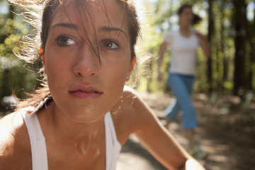 Hispanic woman on nature trail