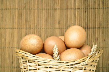 Eggs in wicker basket