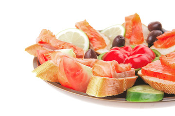 pink salmon on baguette