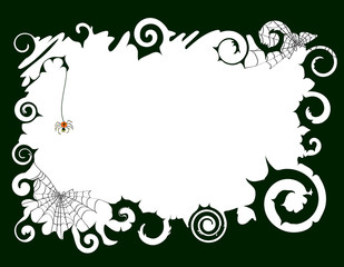 Vector illustration of frame with webs and spider