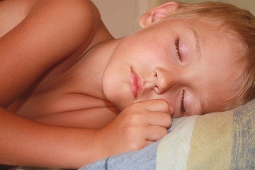 The boy sleeps