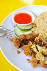 Deep fried pork chop rice