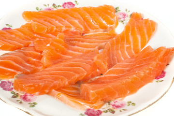 Sliced salmon
