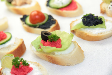 Tasty delicious caviar sandwiches