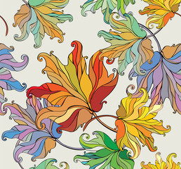 seamless autumn background with maple leaves