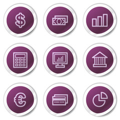 Finance web icons set 1, purple stickers series