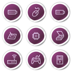 Electronics web icons set 2, purple stickers series
