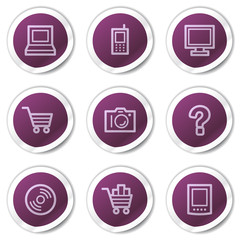 Electronics web icons set 1, purple stickers series