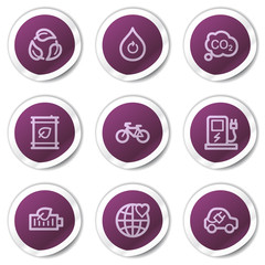 Ecology web icons set 4, purple stickers series