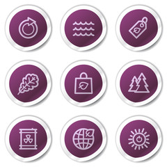 Ecology web icons set 3, purple stickers series