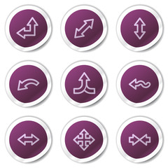 Arrows web icons set 2, purple stickers series
