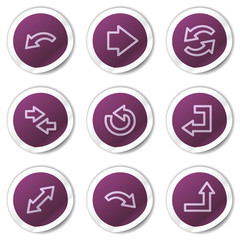 Arrows web icons set 1, purple stickers series